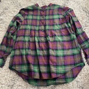 Lands' End Plaid Blouse - Green and‎ Purple